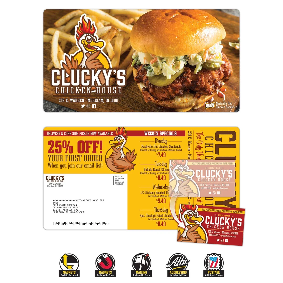Magna-Peel Laminated Postcard (10.5x5.5; 14pt) with Business Card Magnet (25 mil) 1