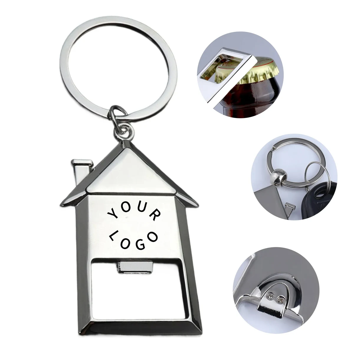 Stainless Steel House Keychain Bottle Opener 1