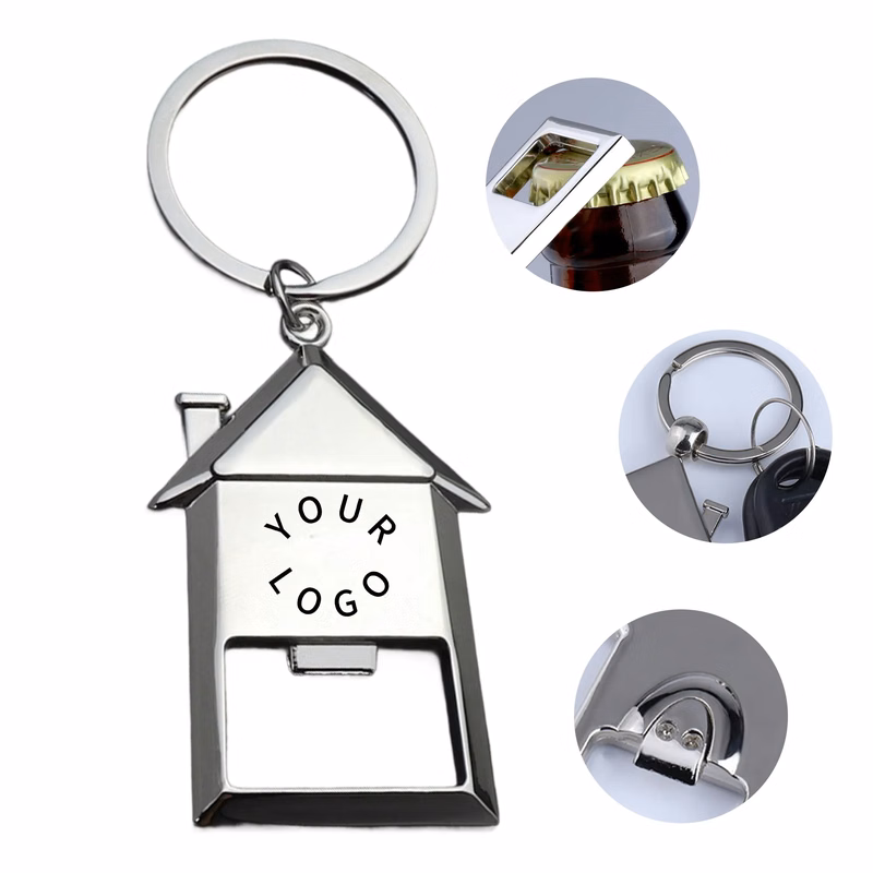 Stainless Steel House Keychain Bottle Opener