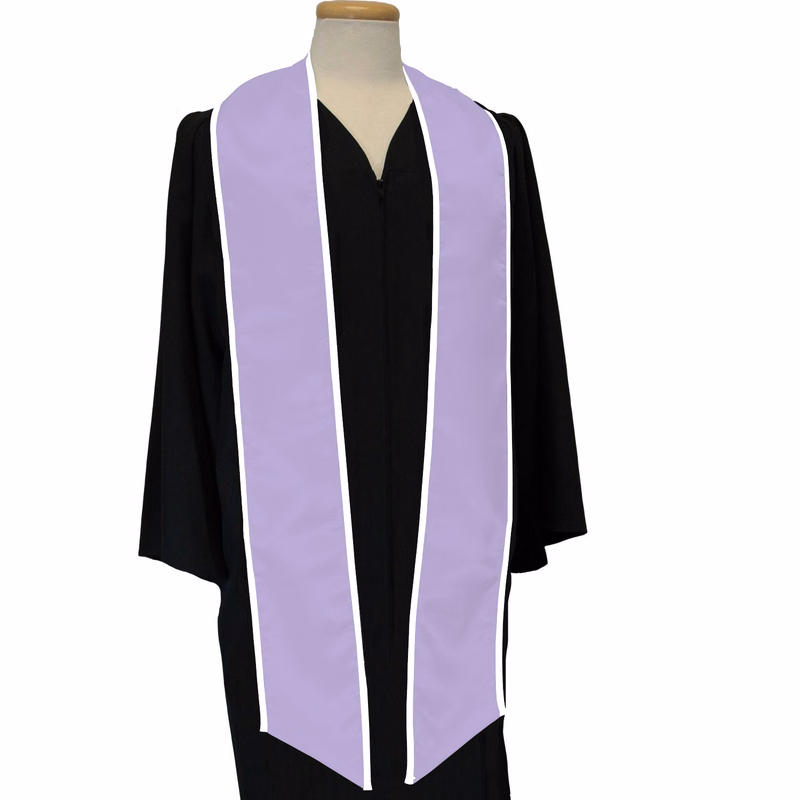 Lavender 84" Graduation Stoles With White Binding