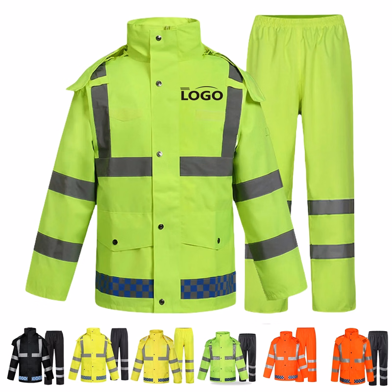 High Visibility Safety Raincoat Suit