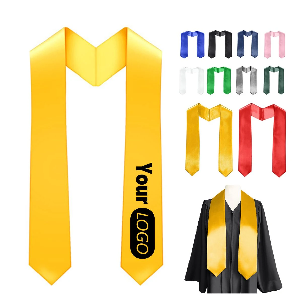 Full Color Satin Graduation Honor Stole 1