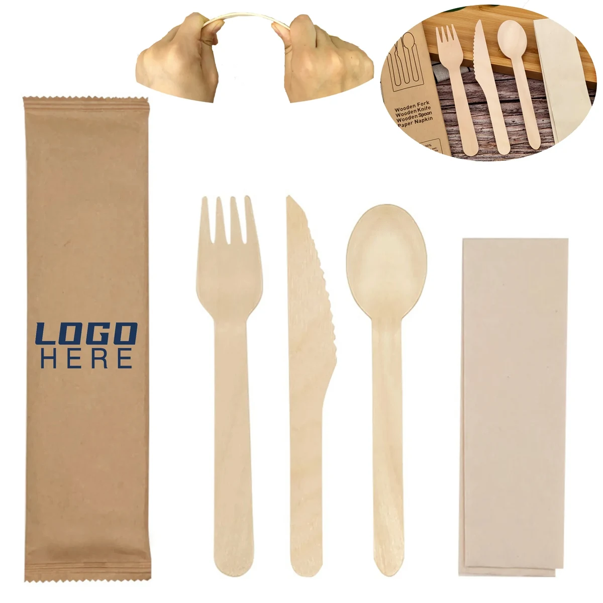 Disposable Eco-friendly Biodegradable Wooden Cutlery Set 1