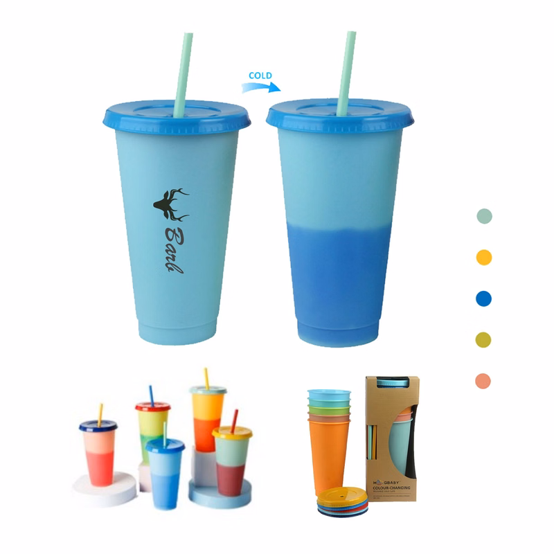 24 Oz. Color Changing Cups Tumblers With Lids and Straws