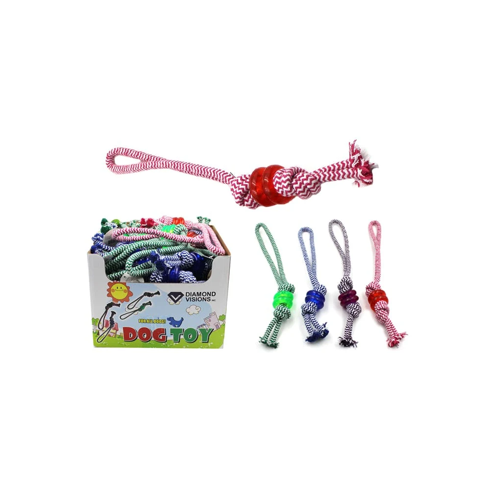Dog Rope Toys with Rubber Chew Rings Assorted 1