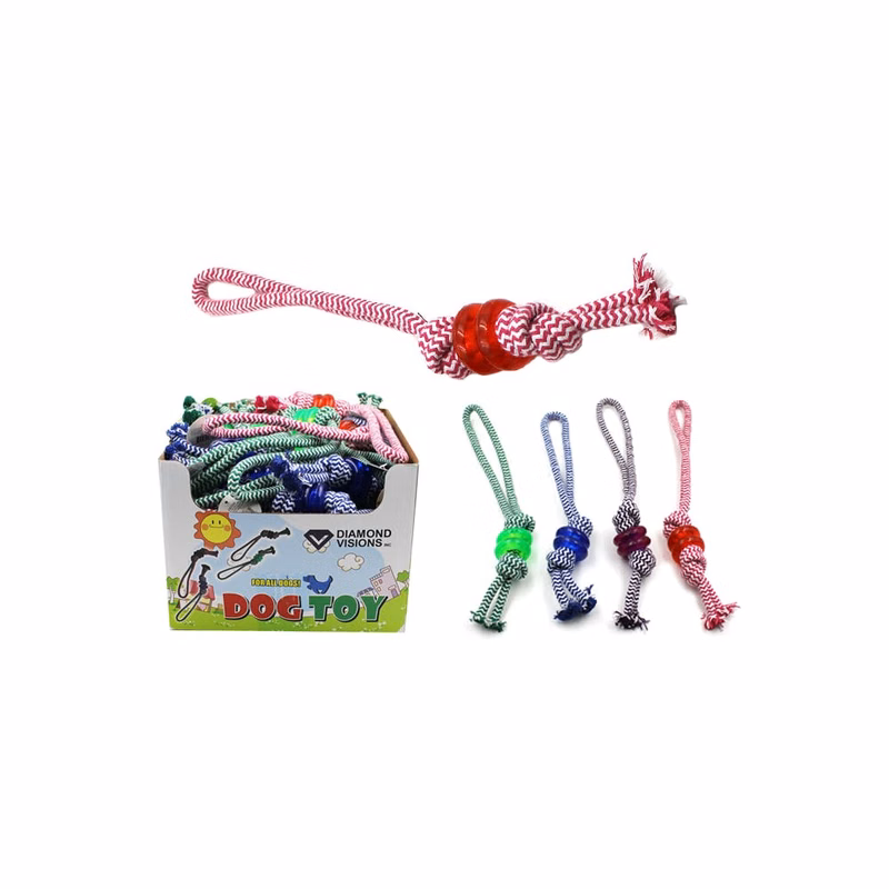 Dog Rope Toys with Rubber Chew Rings Assorted