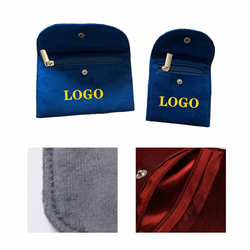 Stylish Velvet Fabric Jewelry Pouch Equipped with Zipper and Clasp