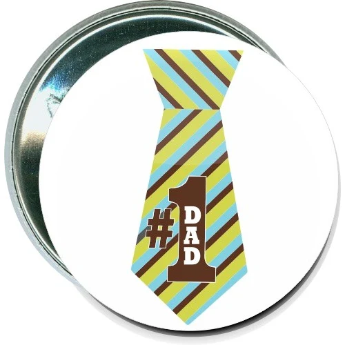 Number One Dad Tie, Fathers Day Button 1