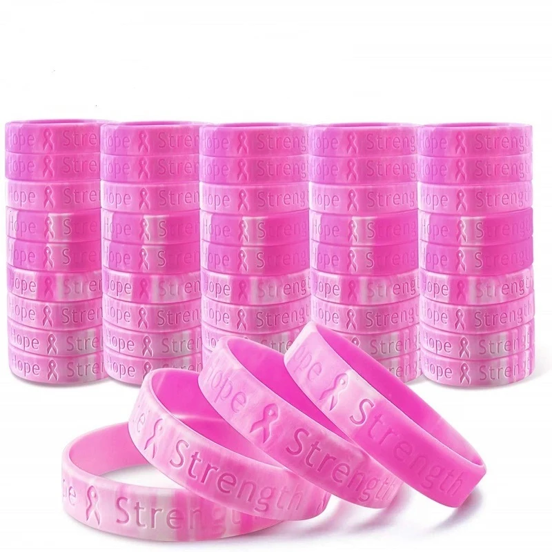 Breast Cancer Awareness Silicone Bracelet 1/2" 1