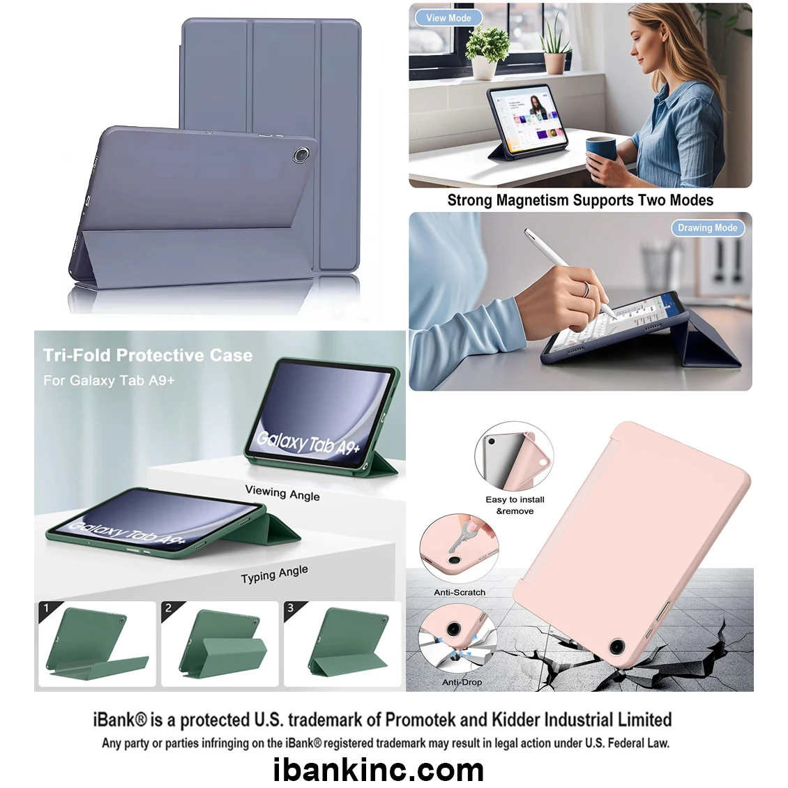 iBank ® Smart Cover Case compatible with Galaxy Tab A9+/A9 Plus 11 inch 1