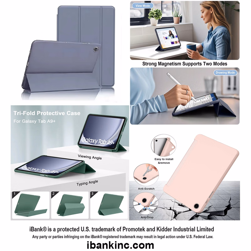 iBank ® Smart Cover Case compatible with Galaxy Tab A9+/A9 Plus 11 inch