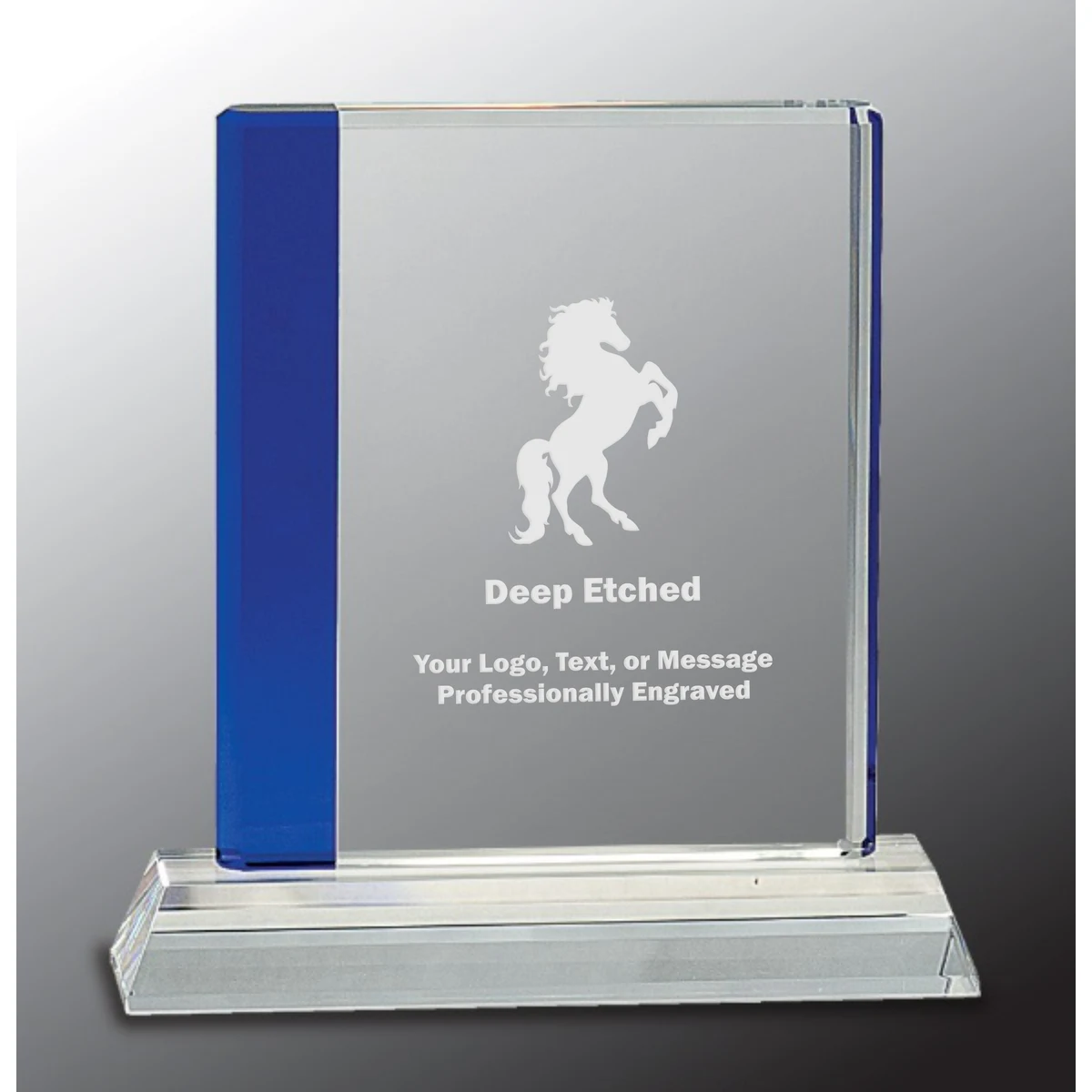 7 1/4" Blue Edge Crystal Award on Clear Base 1