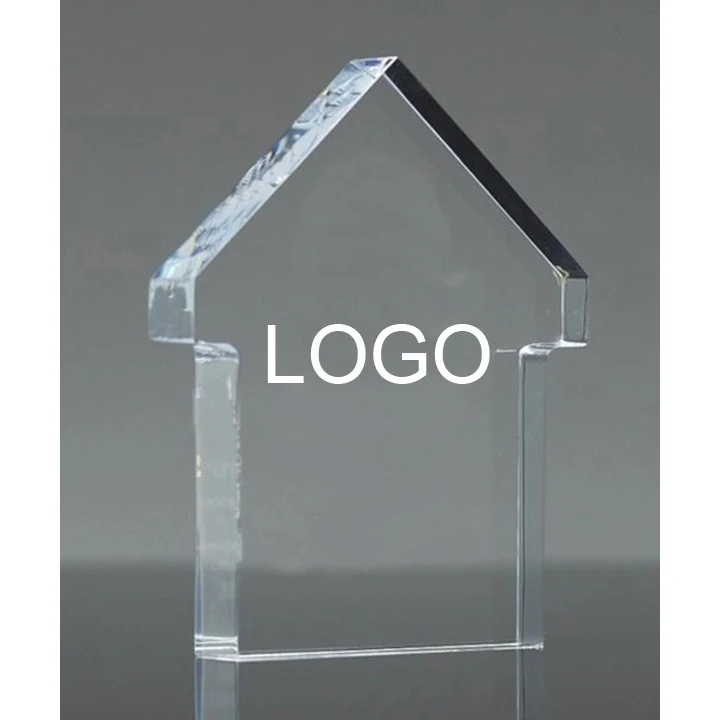 House Shaped Crystal Award with Logo 1