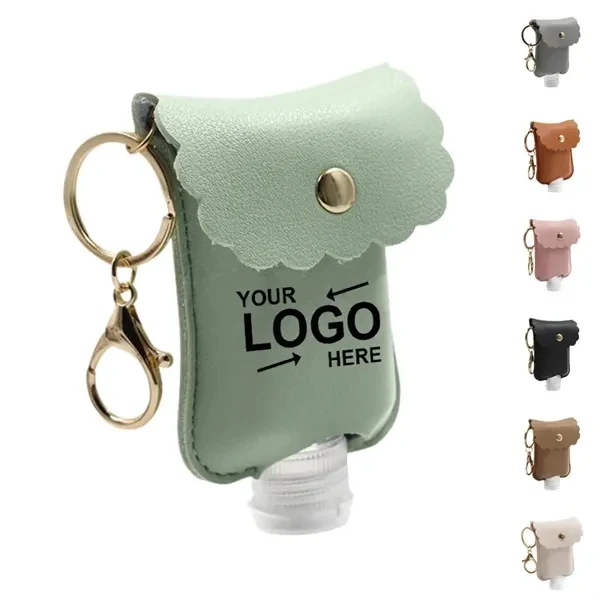 Custom 2 oz Leather Hand Sanitizer Bottle Holder Keychain — Refillable Travel Essential 1