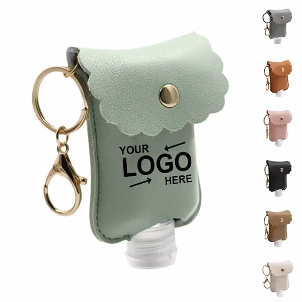 Custom 2 oz Leather Hand Sanitizer Bottle Holder Keychain — Refillable Travel Essential