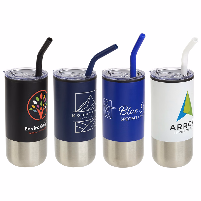 Oxford 16 oz Stainless Steel/Polypropylene Tumbler with Straw