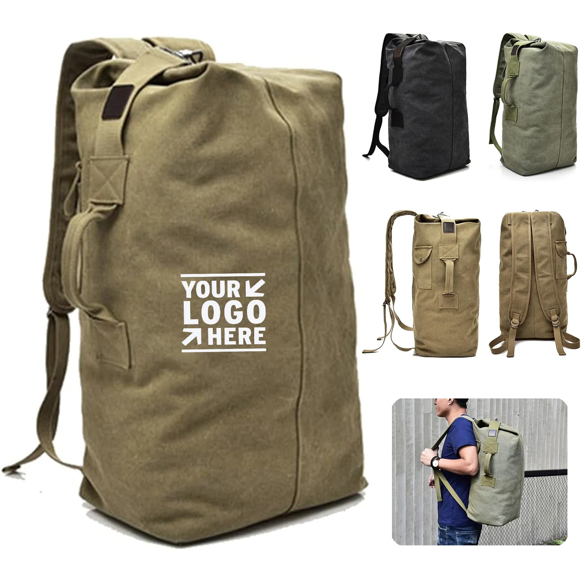 Travel Climbing Large Capacity Tactical Military Duffel Bag Double Strap Canvas Backpack 1