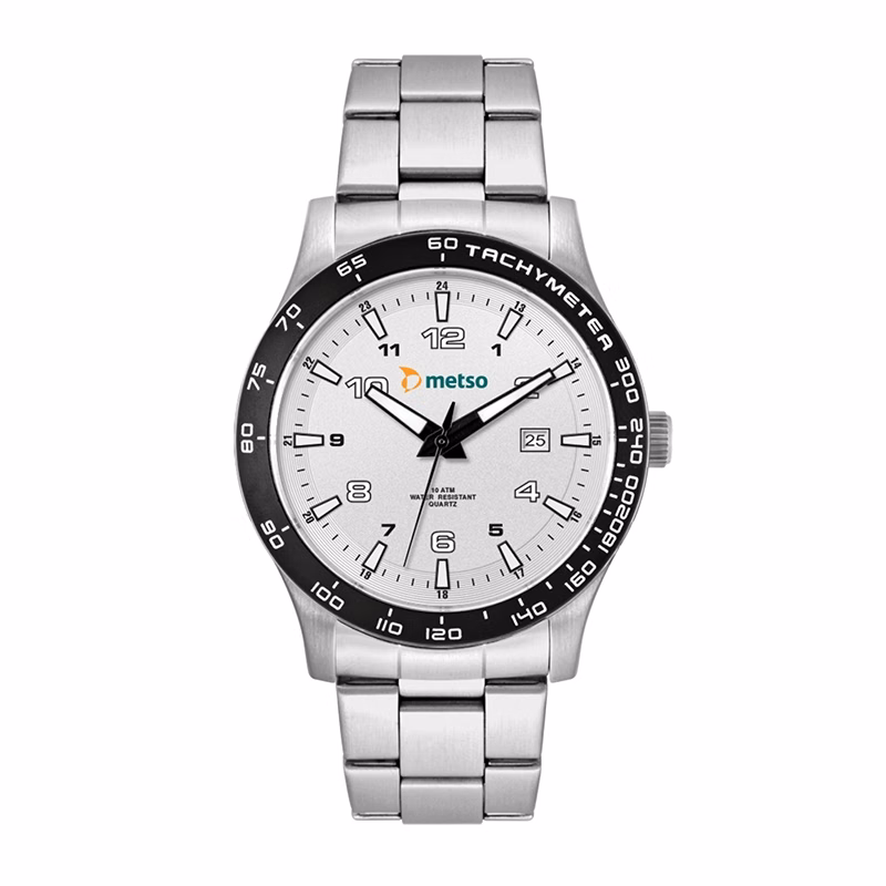 WC8434 43.5MM STEEL MATTE SILVER CASE, 3 HAND MVMT, SILVER DIAL, DTE DISPLAY, BK ROTATING BEZEL, SILVER BRA