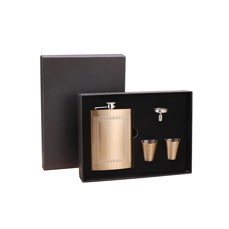 8 oz Hip Flask Gift Set, custom water bottle with logo imprint 1