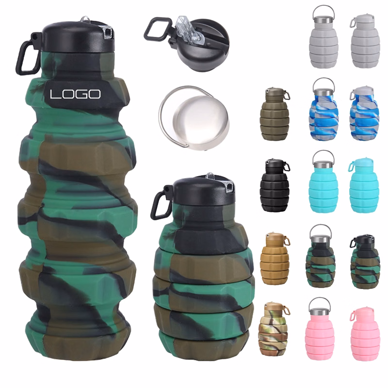 MOQ50 17oz Foldable Camouflage Grenade-shaped Water Bottle