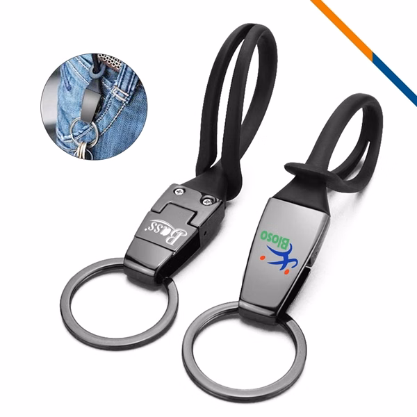 Custom Hata Silicone Keychain Detachable Metal Hook 7.64 in — Multi Key Promo