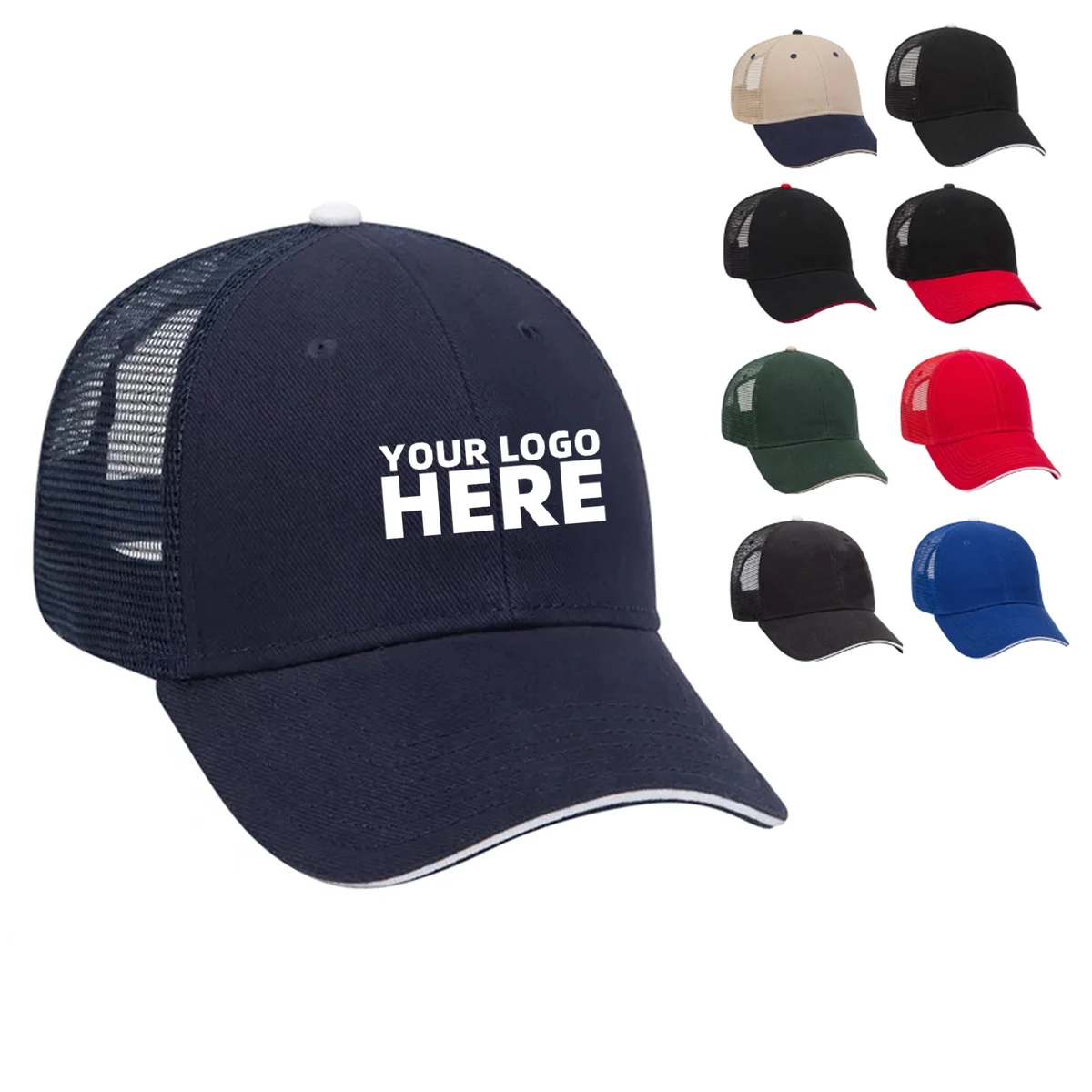 Denim Sandwich Visor 6 Panel Mesh Back Hat 1