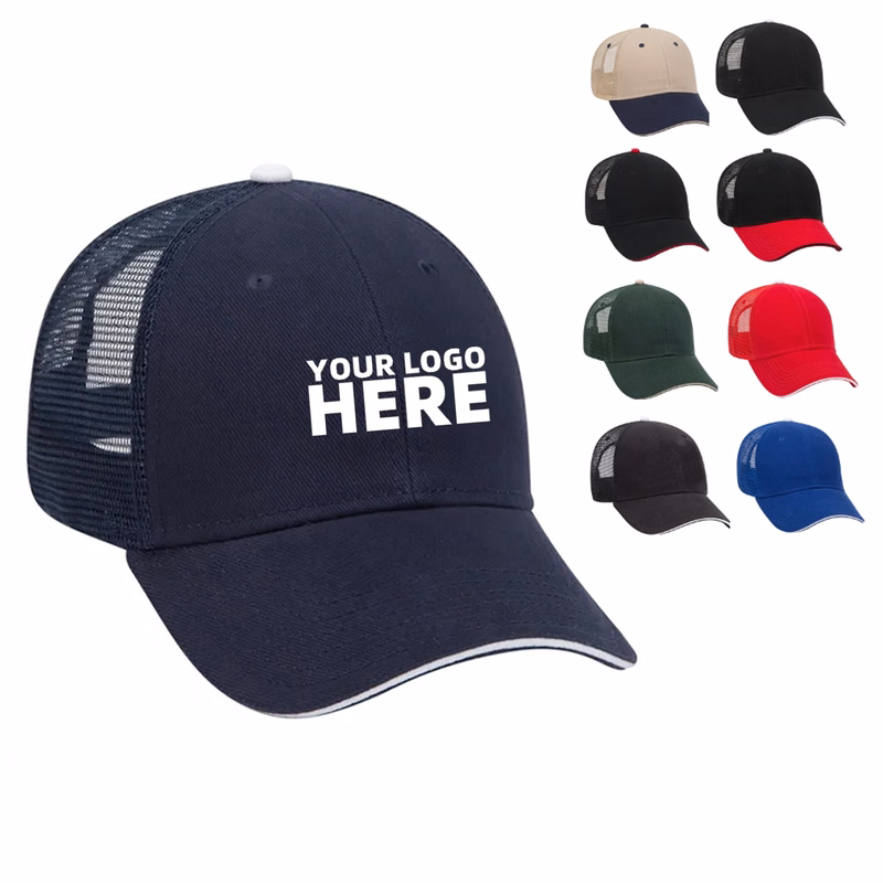 Denim Sandwich Visor 6 Panel Mesh Back Hat