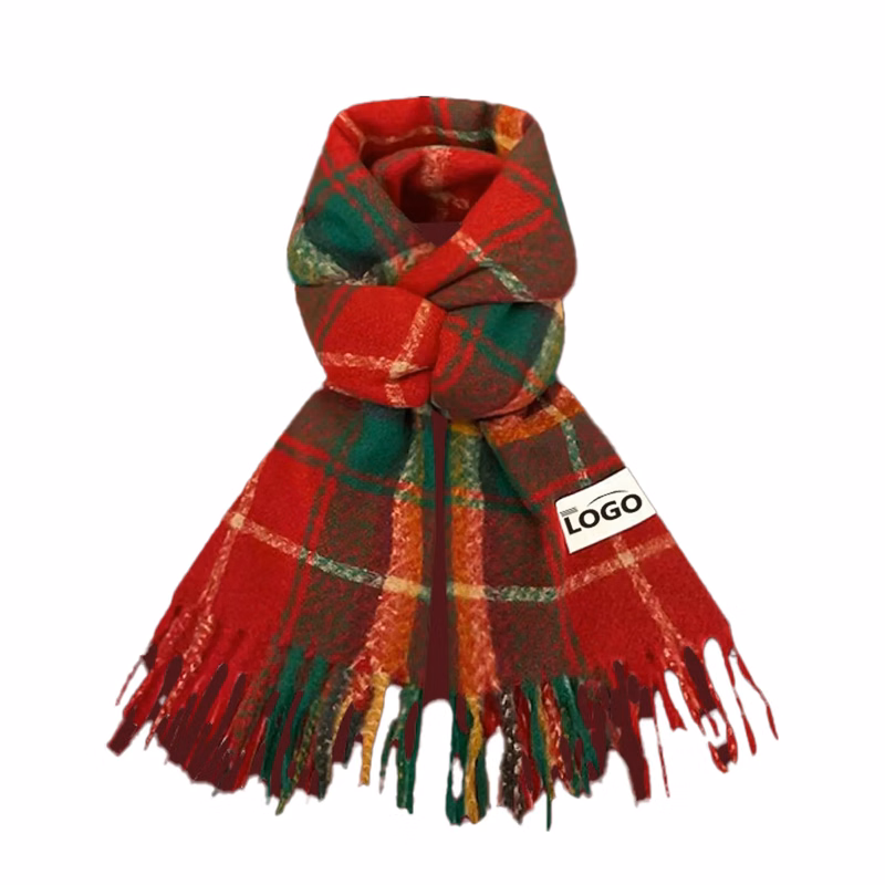 Plush Plaid Feel Scarf Versatile Fashion Accessory Christmas