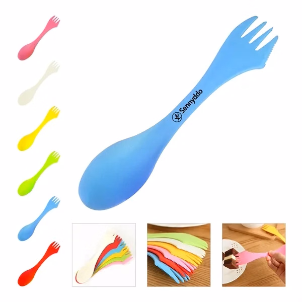 Custom Food Grade Plastic 3 in 1 Spork with Serrated Edge — Outdoor Dining