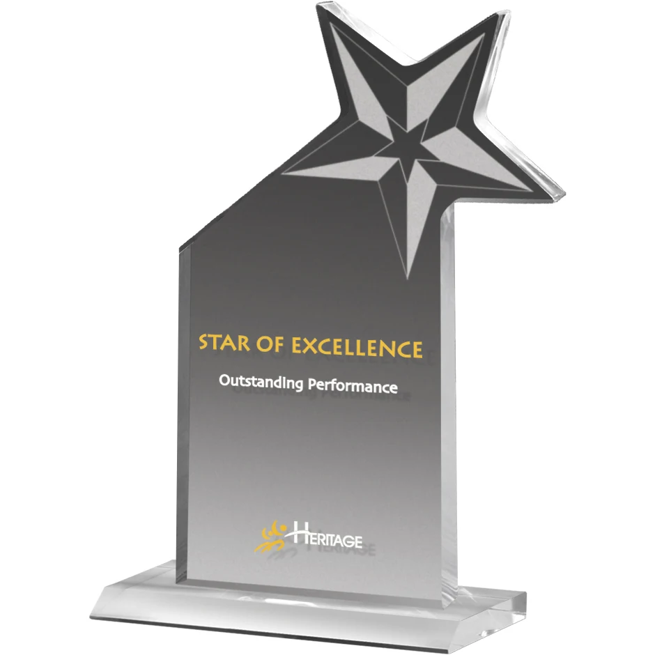 Clear Acrylic Shooting Star Award (7 1/2"x 10 1/2"x 3/4") Screen-Printed 1