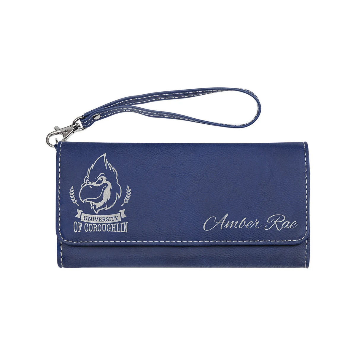 Blue/Silver Leatherette Wallet with Strap 1