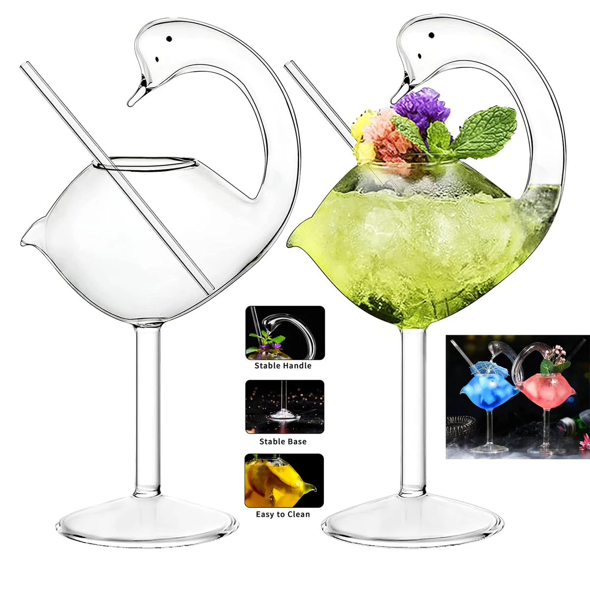6oz Creative Swan Drinking Glasses 1