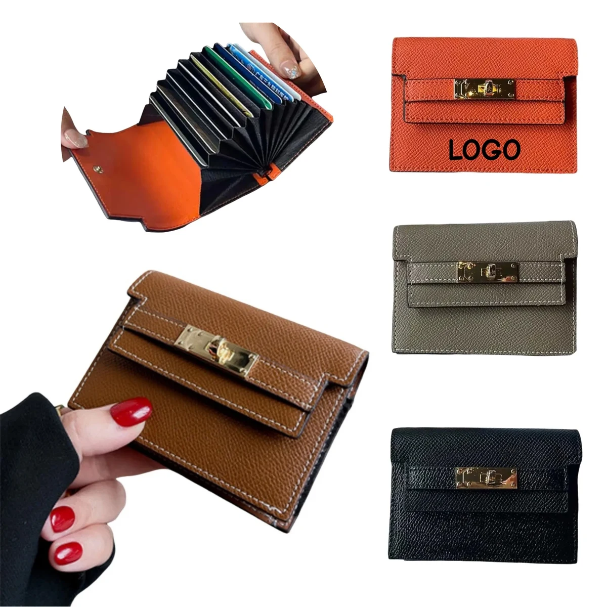 Womens Leather Accordion Card Holder 1