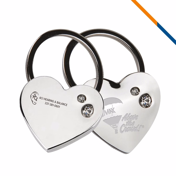 Custom Chrome Heart Shaped Key Tag with Ring Attachment — Daily Organizer