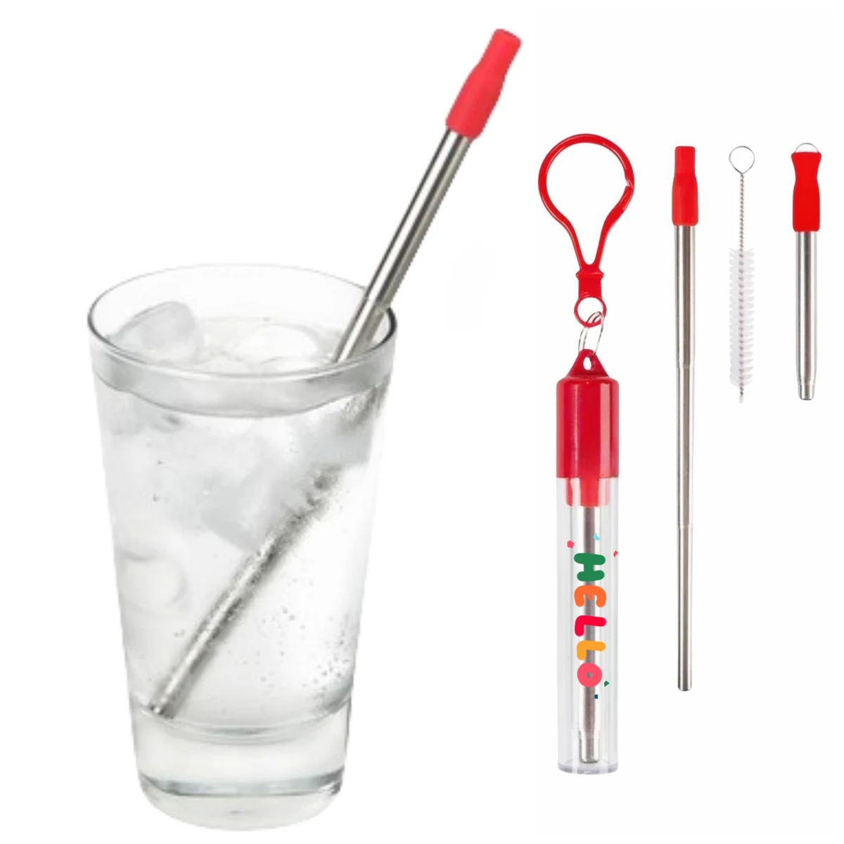 Reusable Slide Telescoping Straw With Keychain 1