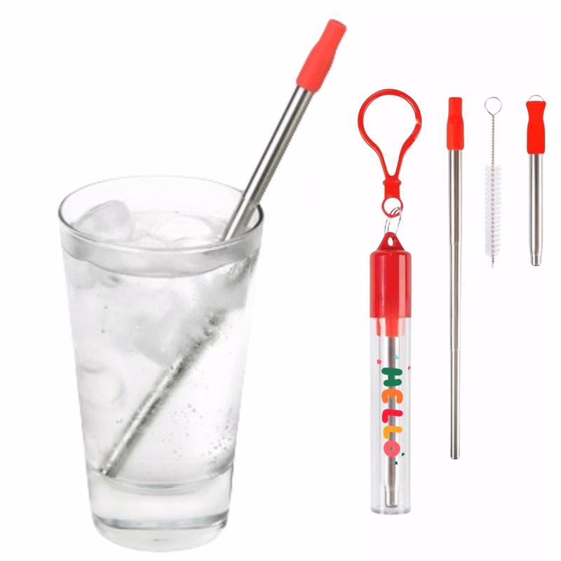 Reusable Slide Telescoping Straw With Keychain