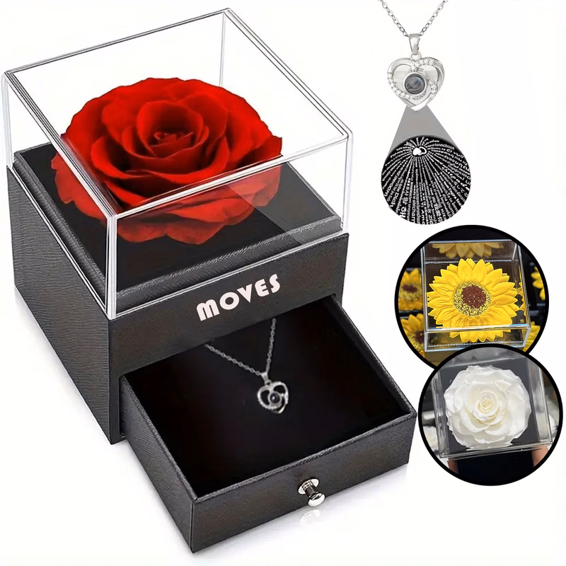 Eternal Flower Rose Necklace Gift Box