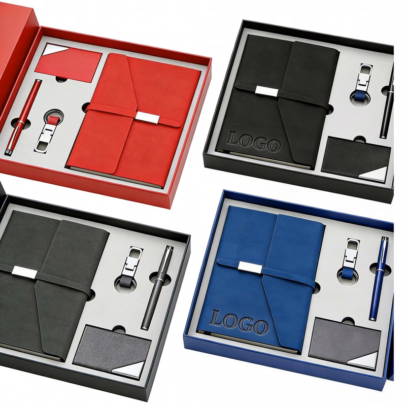 Premium Business Gift Kit with Notebook, Pen, Keychain and Card Case