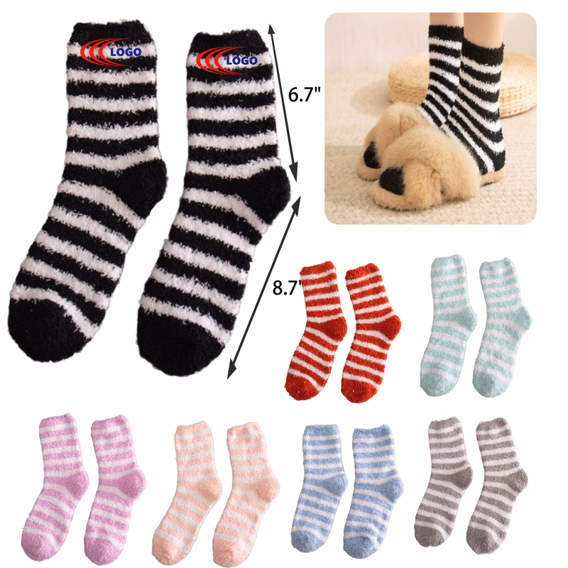 Stylish Striped Coral Fleece Warm Socks