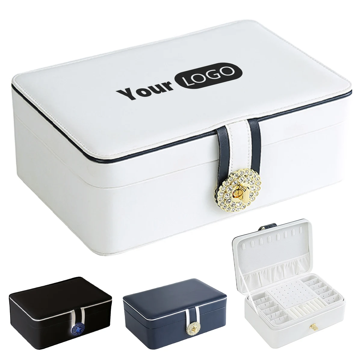 Pu Deluxe Jewelry Storage Box With Multiple Compartments 1