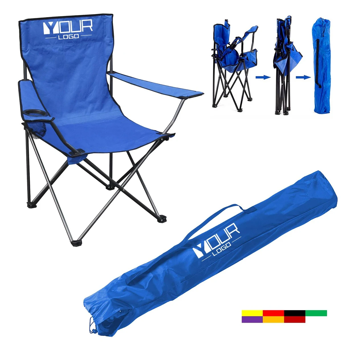 Portable Folding Beach Chair with Arm Rest Cup Holder and Carrying Bag 1
