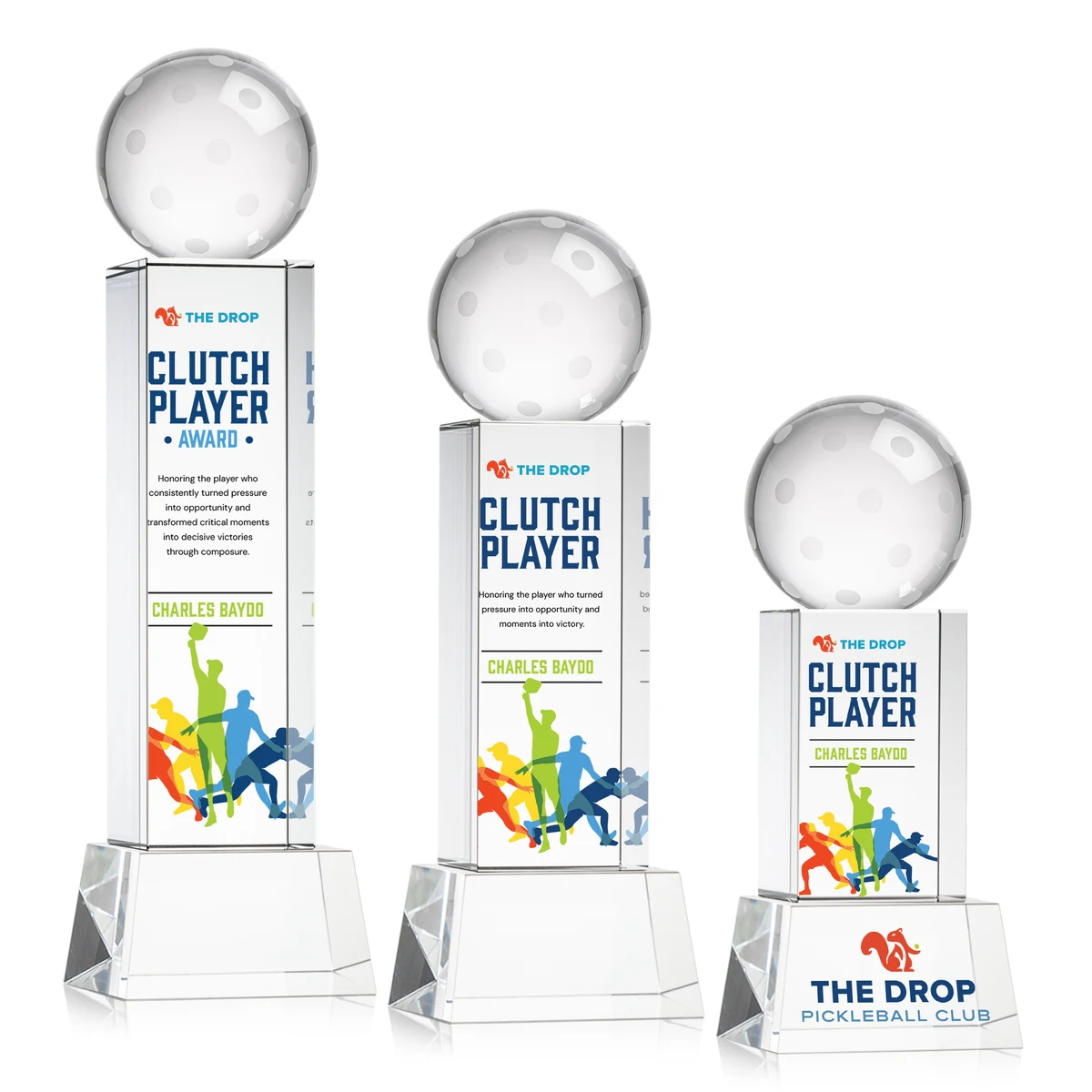 Pickleball VividPrint™ Award on Belcroft Base - Clear 1
