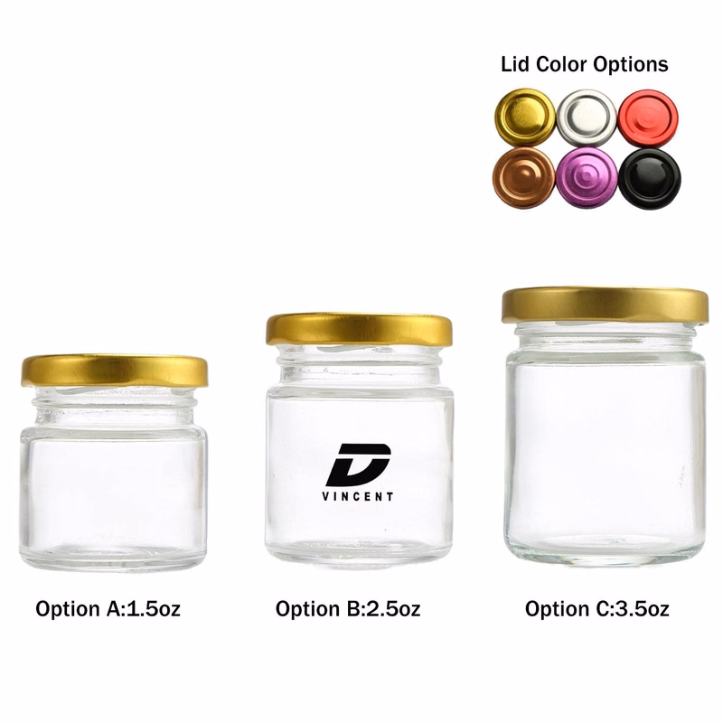 1.5/2.5/3.5oz Mini Clear Glass Storage Jar w/ Lid