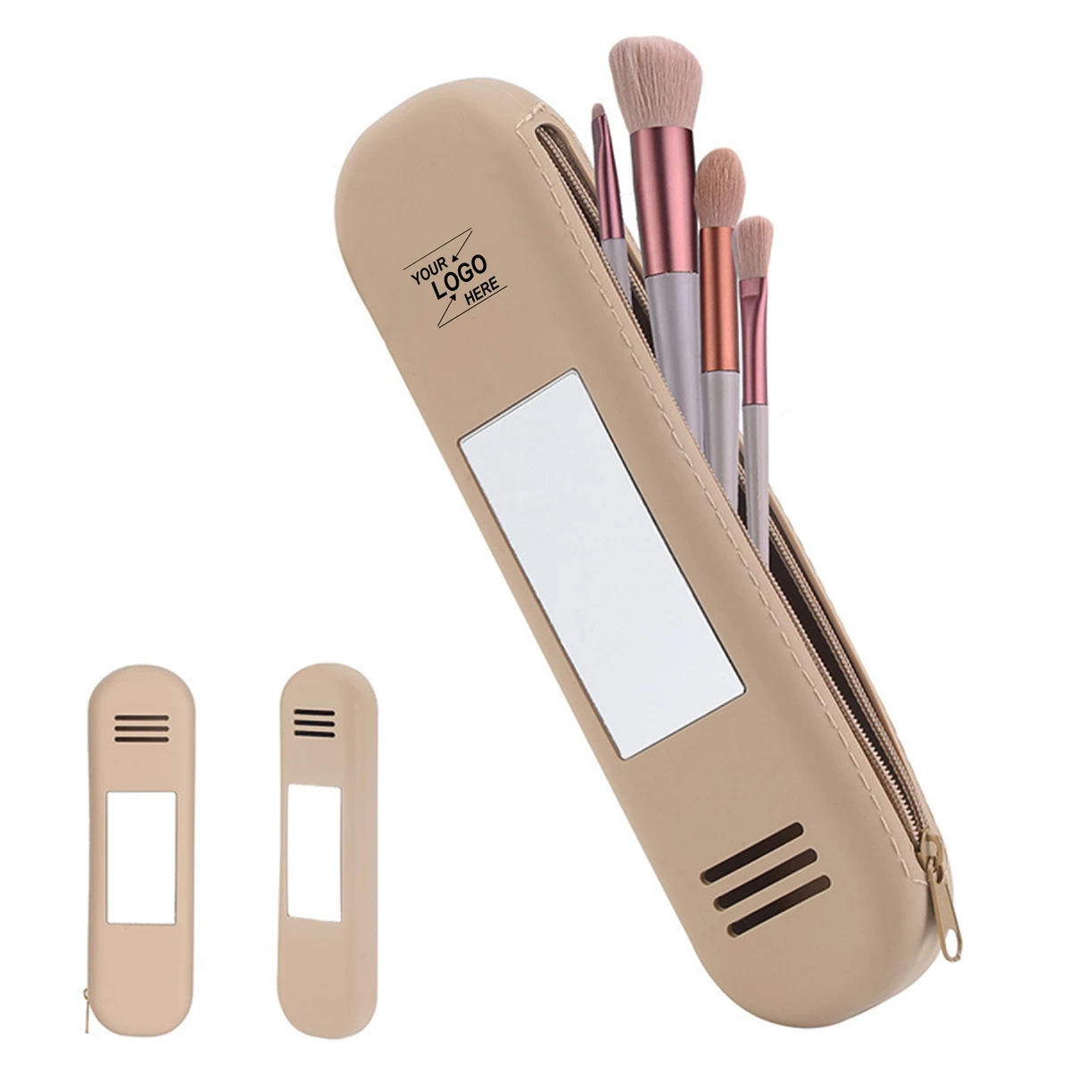 Silicone Travel Makeup Bag with Built-in Mirror 1