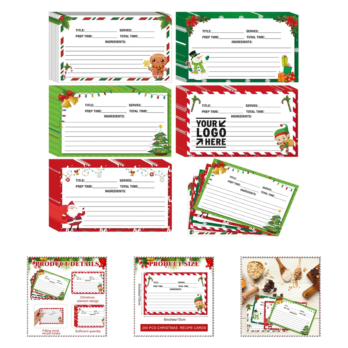 4" x 6" Christmas Recipe Card 1
