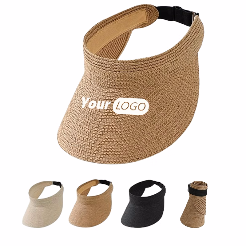 Womens Beach Wide Brim Straw Sun Visor Hat