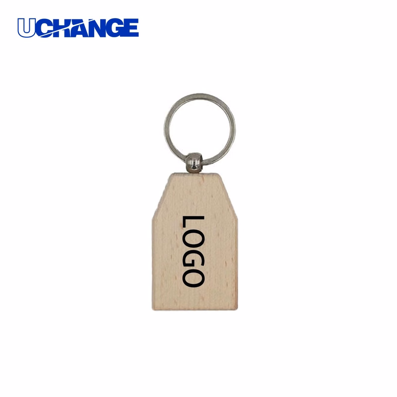 Trapezoidal Wooden Keychain