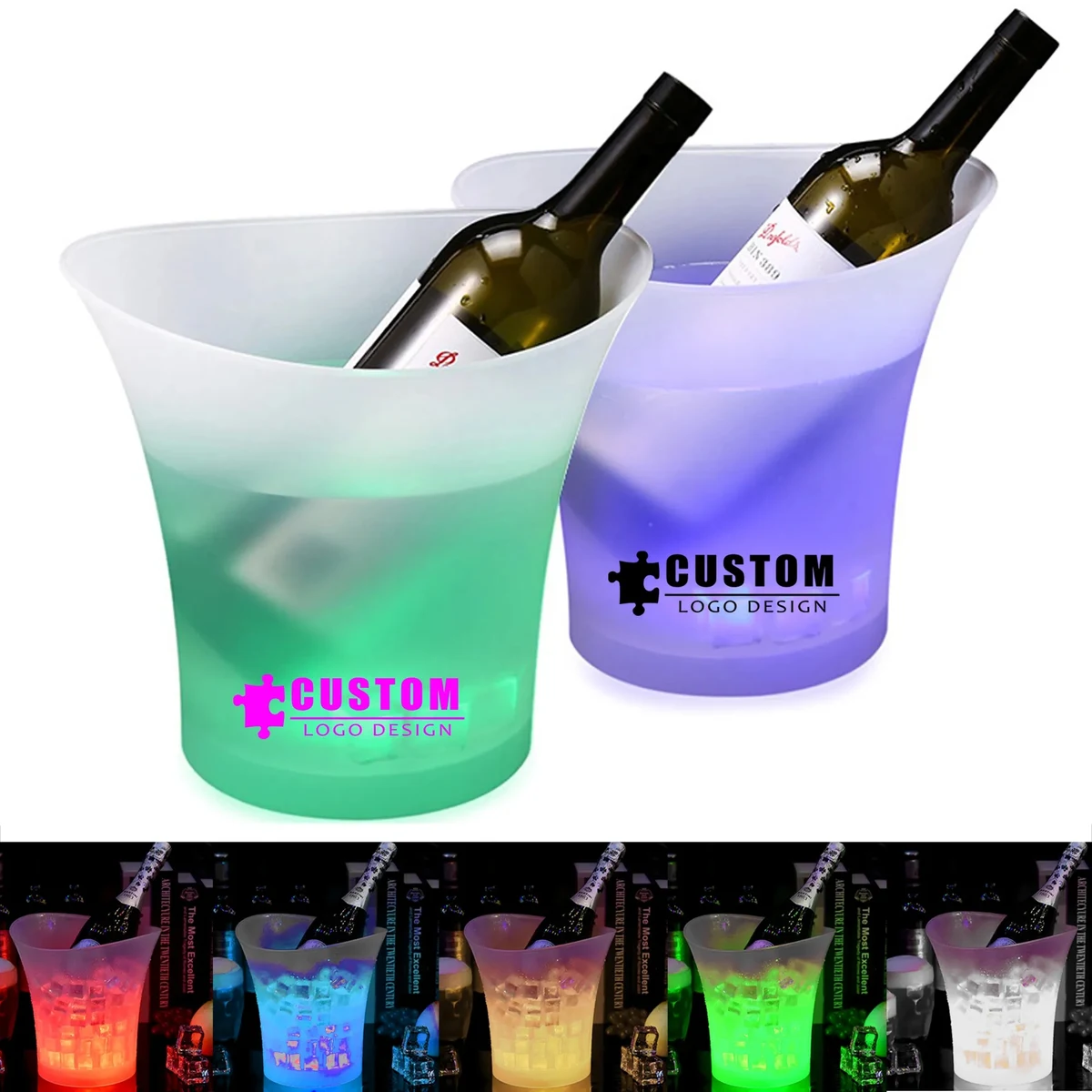 5L LED Plastic Champagne Ice Buckets 1