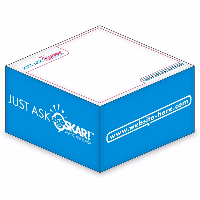 Sticky Note Cubes - 2.75x2.75x1.375-1 Color, 2 Side Designs