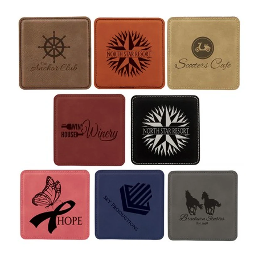 4" Square Laserable Leatherette Coaster Laser Engraved 1